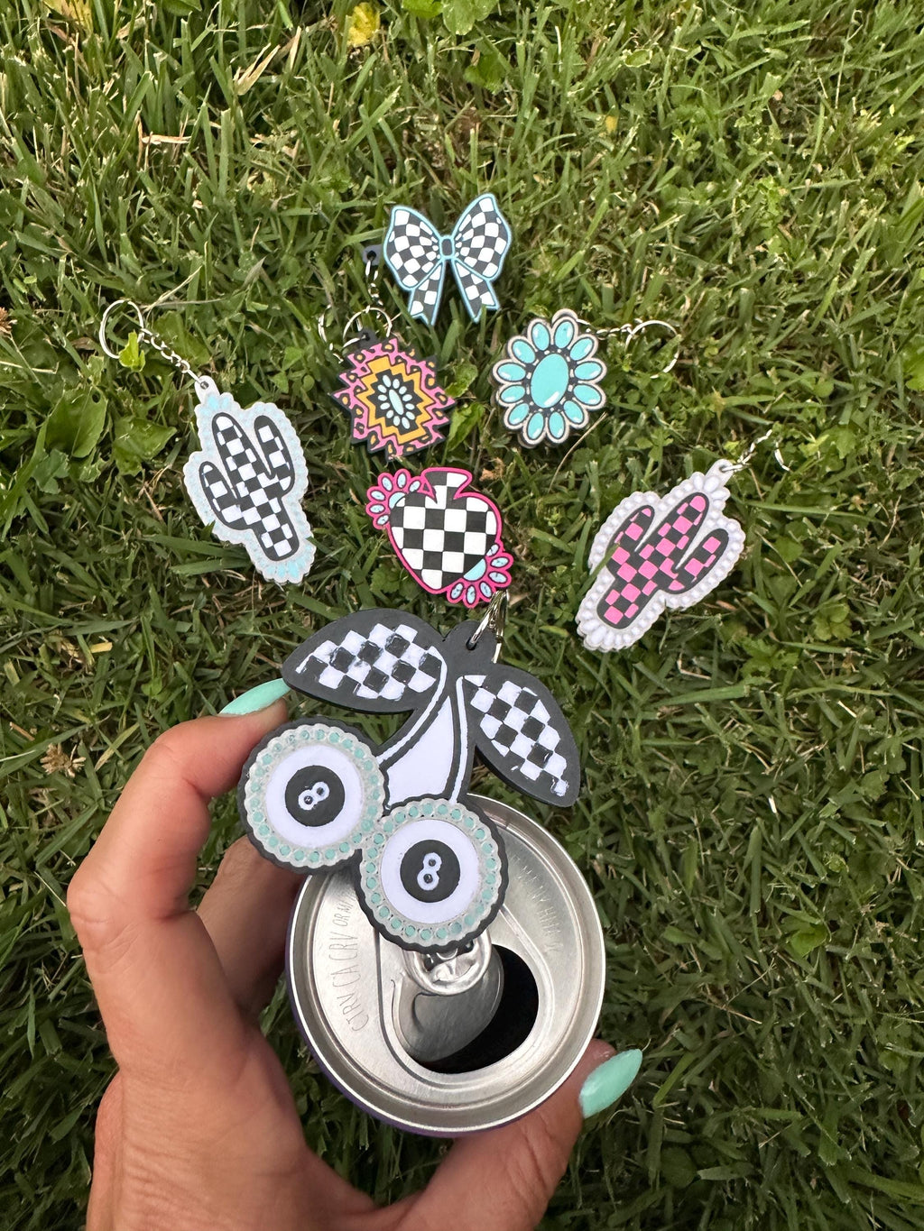 Wild West Pop™ Collection Tab Opener Keychain | Western Keychain Charm | Cowgirl Gift | Turquoise Drink Accessory