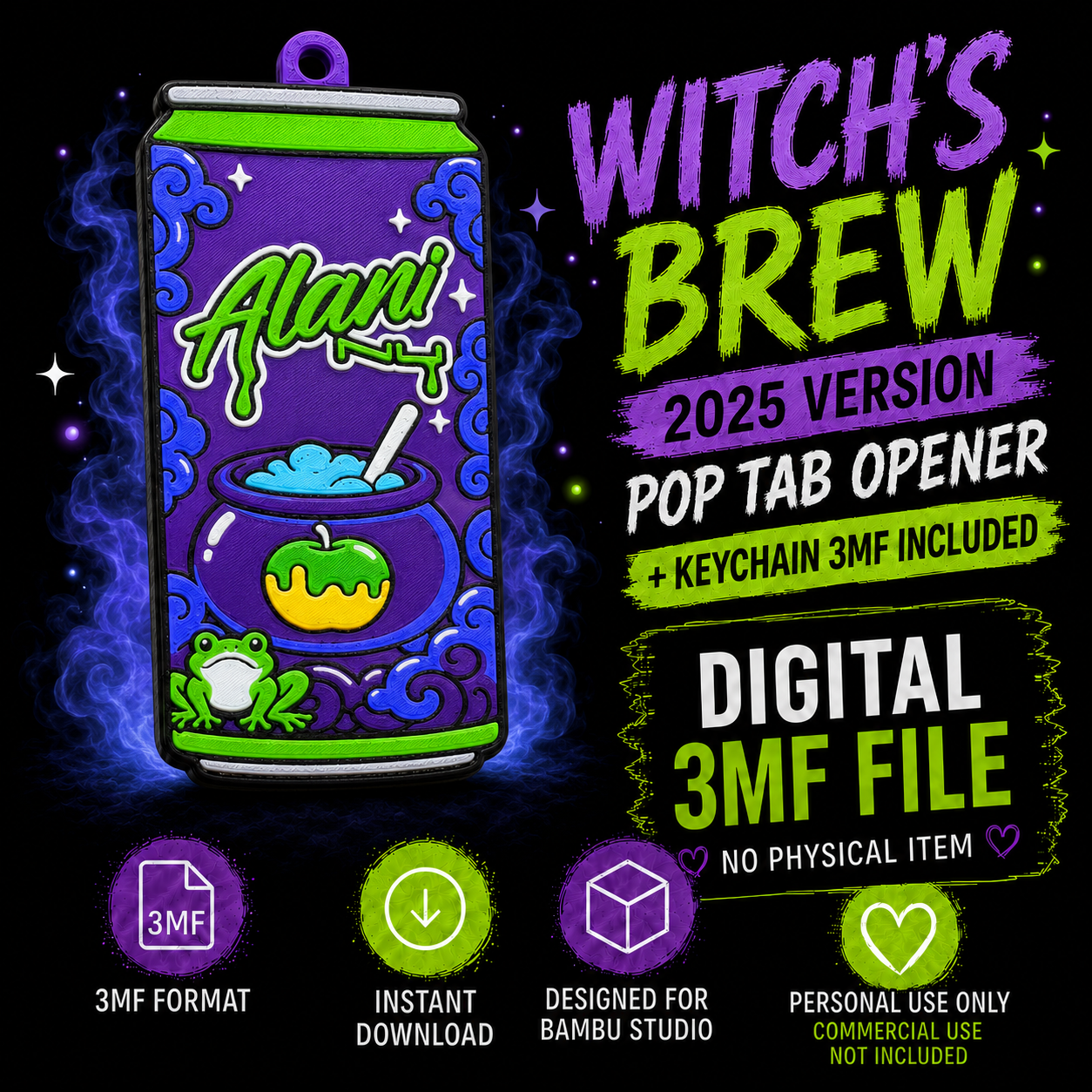 2025 Witches Brew Pop Tab & Keychain 3D Printing 3MF Files