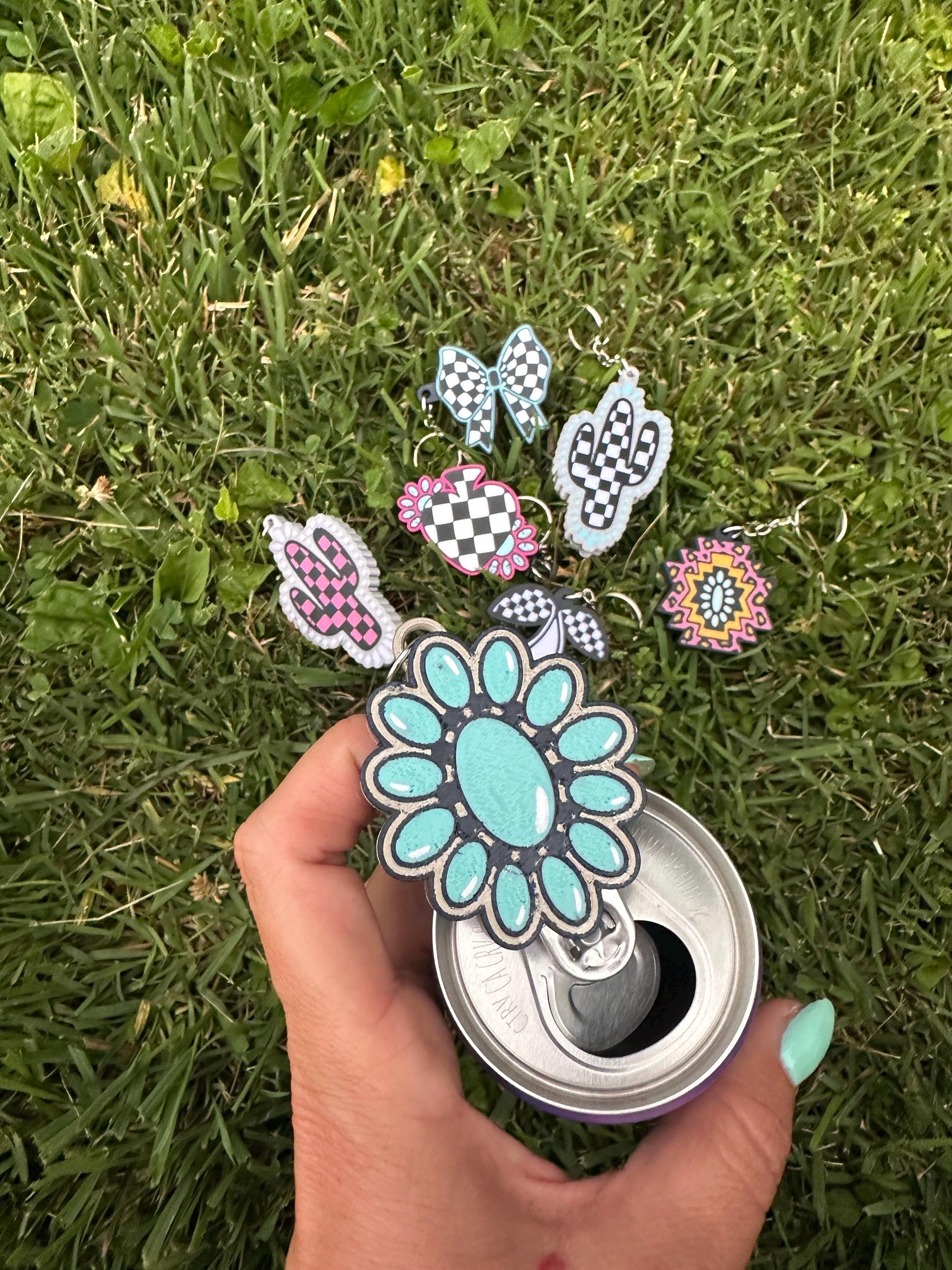 Wild West Pop™ Collection Tab Opener Keychain | Western Keychain Charm | Cowgirl Gift | Turquoise Drink Accessory