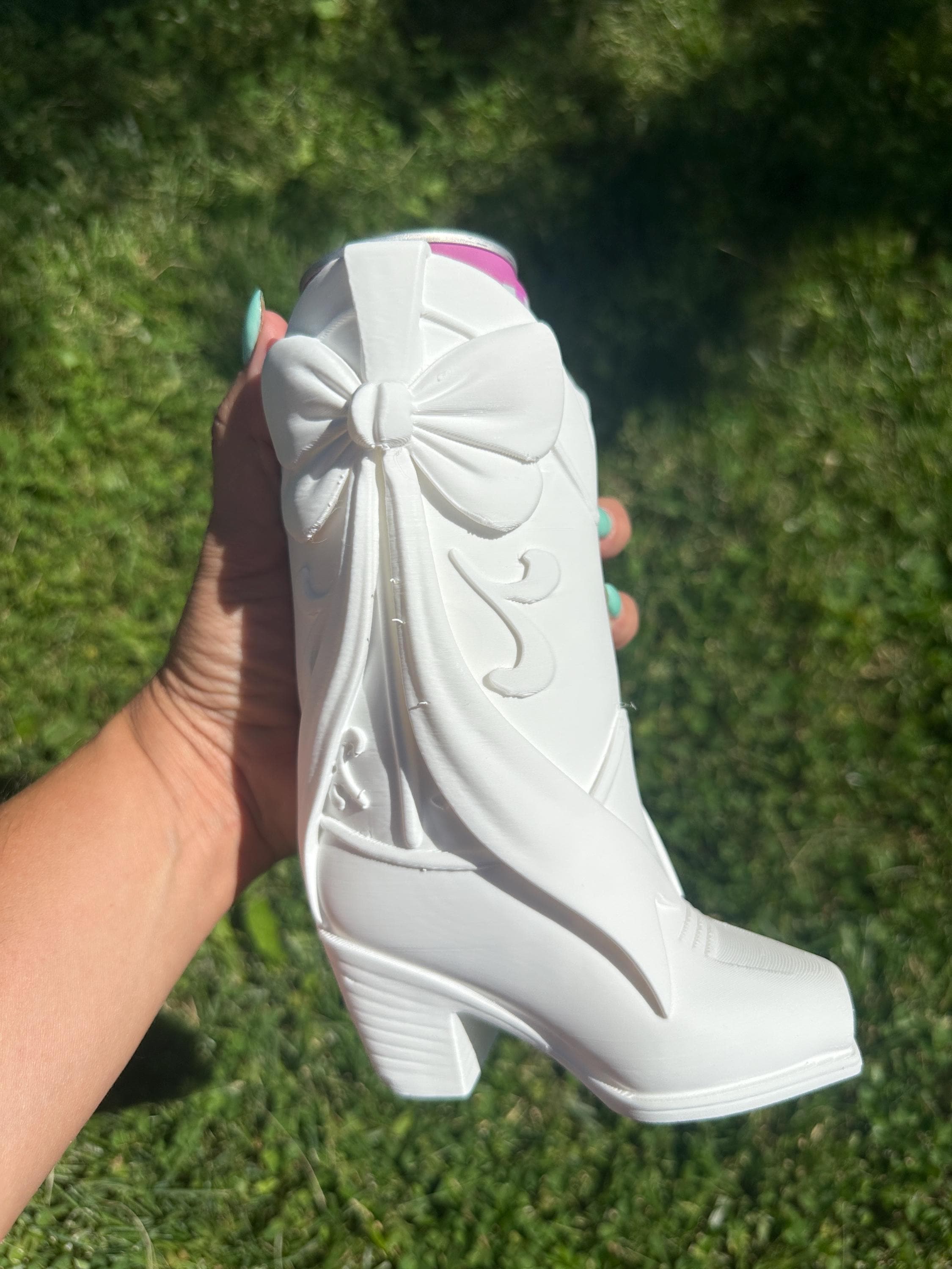 The Bow Boot™ | Western Slim Can Holder | Cowgirl Drink Accessory | Boutique Gift for Her