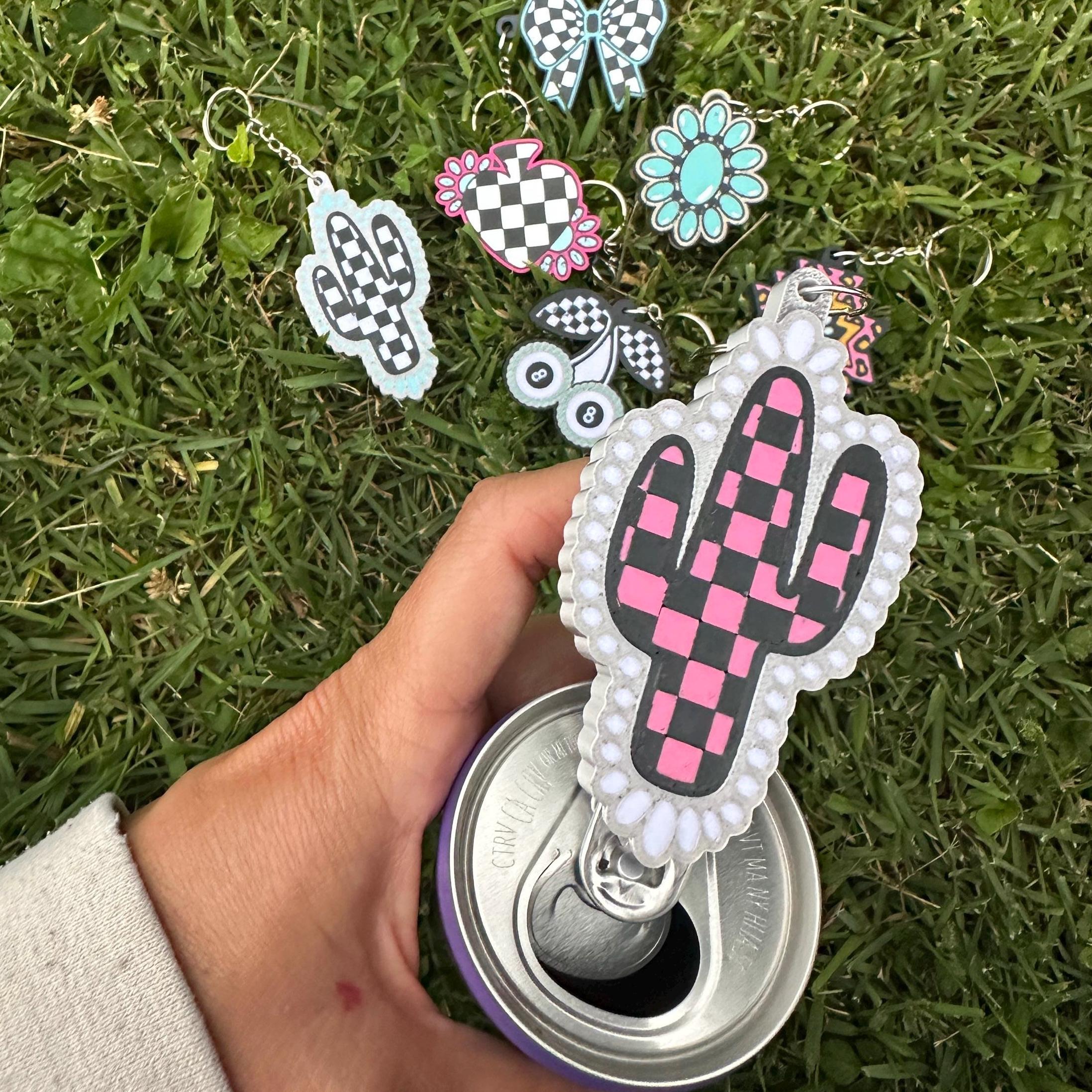 Wild West Pop™ Collection Tab Opener Keychain | Western Keychain Charm | Cowgirl Gift | Turquoise Drink Accessory