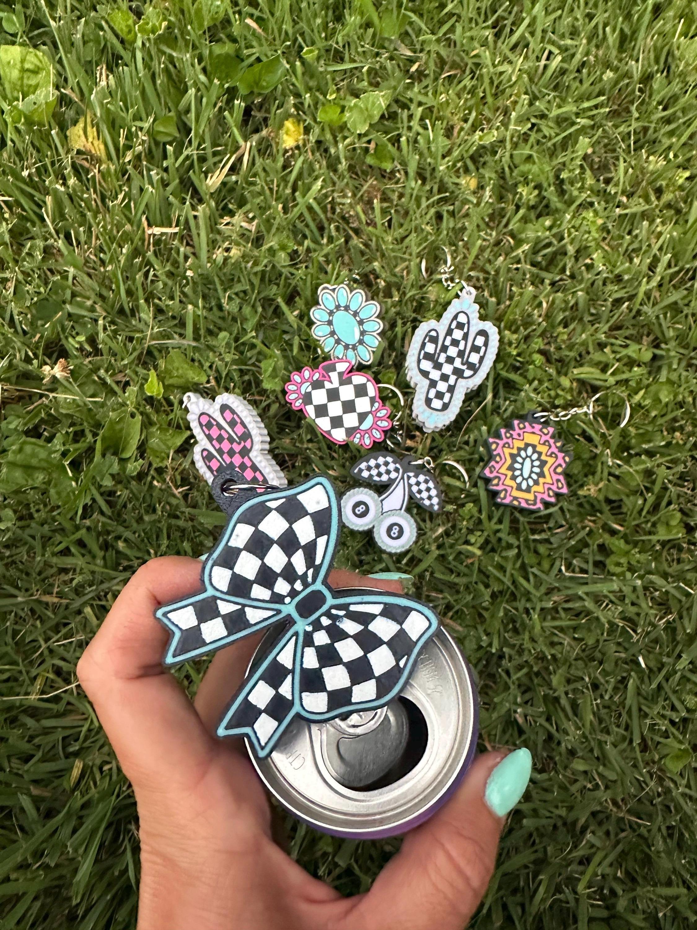 Wild West Pop™ Collection Tab Opener Keychain | Western Keychain Charm | Cowgirl Gift | Turquoise Drink Accessory