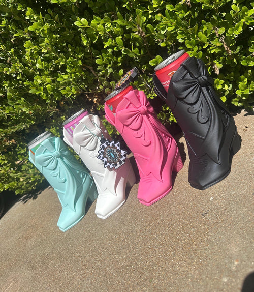 The Bow Boot™ | Western Slim Can Holder | Cowgirl Drink Accessory | Boutique Gift for Her