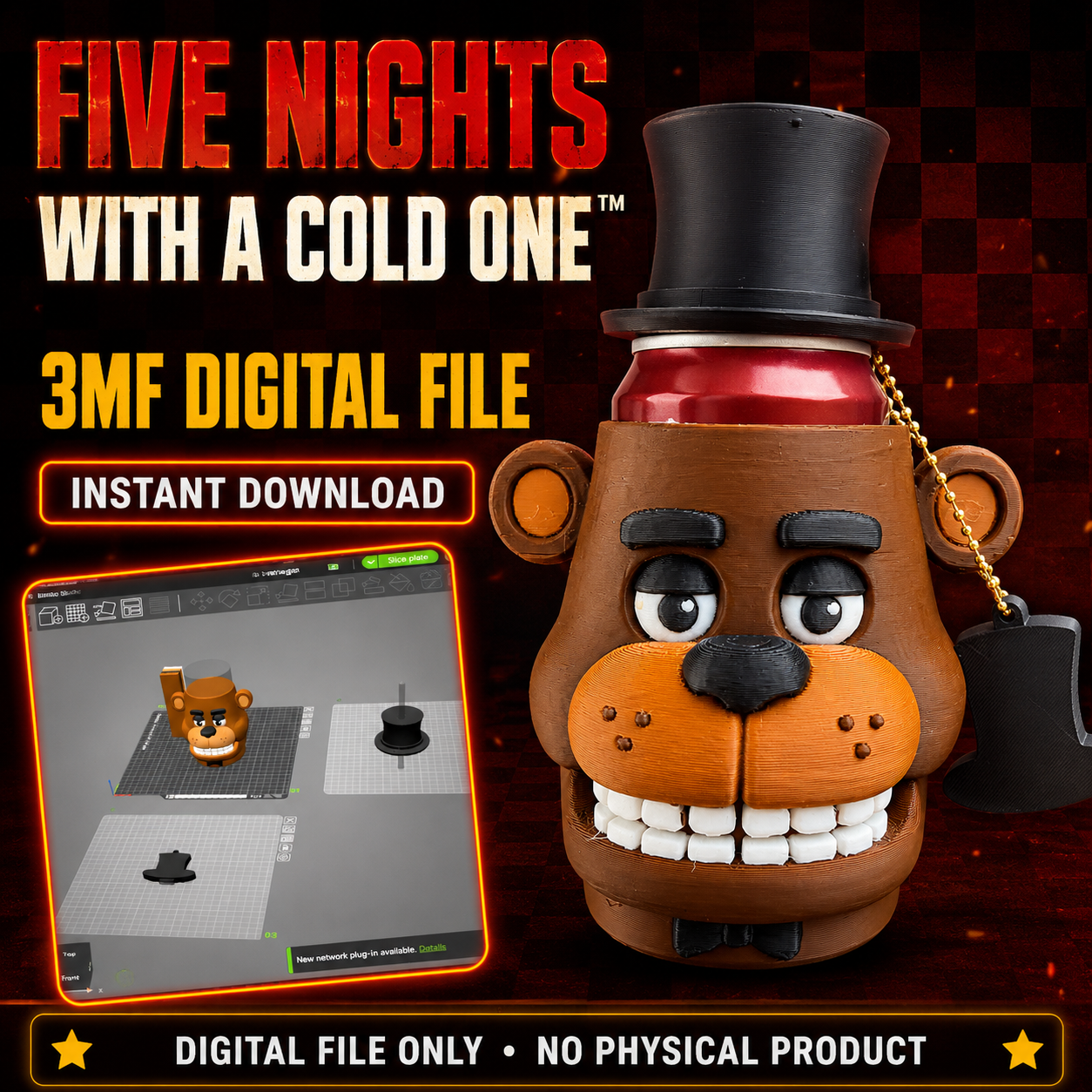 FREE! Five Nights With a Cold One™ Bear Can Koozie | 3D Printing 3M Files