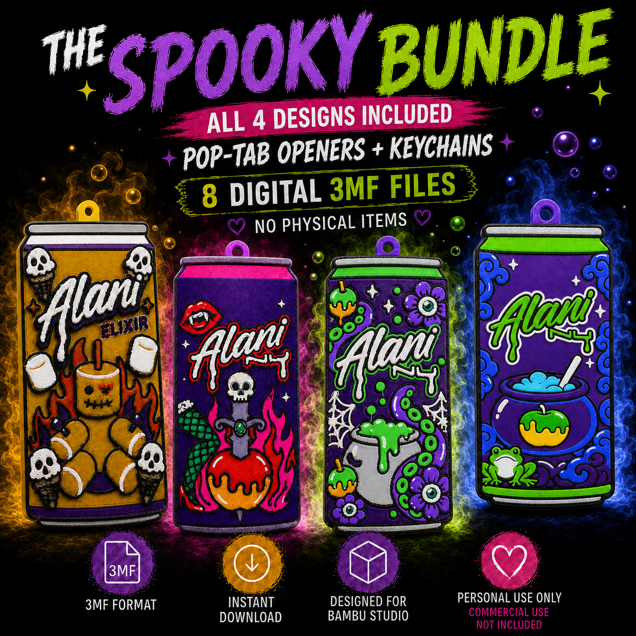 The Spooky Bundle Pop Tab & Keychain 3D Printing 3MF Files