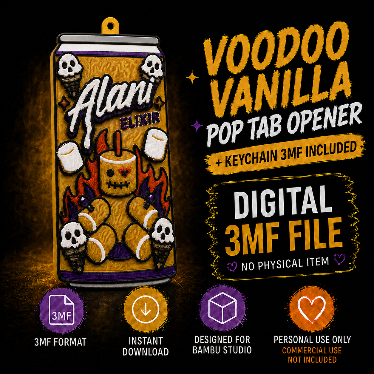 Voodoo Vanilla Pop Tab & Keychain 3D Printing 3MF Files